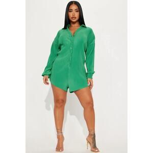 Fashion nova amora plisse green romper
